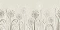 Seamless dandelion pattern, vector seamless background with hand drawn plants and seeds Royalty Free Stock Photo