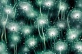 Seamless Dandelion Seed Pattern on Dark Background