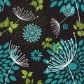 Seamless Dandelions and Flowers Pattern