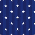 Seamless dark blue background with stars and vertical stripes. The concept of the U.S. flag for 4th of July, Presidents` Day