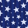 Seamless dark blue background with stars and vertical stripes. The concept of the U.S. flag for 4th of July, Presidents` Day