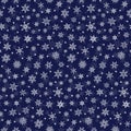 Seamless dark blue pattern of snowflakes