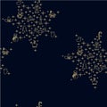 Seamless dark blue pattertn of Christmas star from line gold icons of deer head Royalty Free Stock Photo