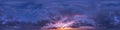 Seamless dark blue and pink sky before sunset hdri panorama 360 degrees angle view with beautiful clouds for use in 3d graphics or