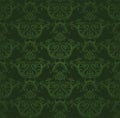 Seamless dark green floral wallpaper