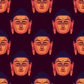 Seamless pattern with face of Buddha Royalty Free Stock Photo