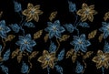 Seamless dark textile floral border