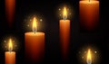 Seamless dark texture with burning candles and sparks. Royalty Free Stock Photo