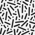 Seamless dash pattern in retro memphis style, fashion 80s - 90s. Abstract geometric background