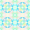 Seamless decorative back ground, colorful rings overlapping squares, very light pastel colors