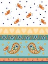 Seamless decorative border with flower, birds, hearts, butterflies