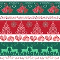 Seamless decorative borders Christmas bells, Christmas trees, he