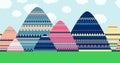 Seamless decorative mountain landscape. Vector cartoon doodle illustration Royalty Free Stock Photo