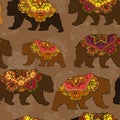 Seamless decorative pattern with circus bears