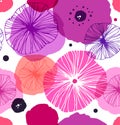 Seamless decorative pattern with poppies. Vector stylish poppy. Rose floral background.