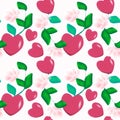 Seamless decorative pattern of Valentine hearts on pink background floral ornament Royalty Free Stock Photo