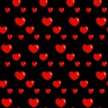 Seamless decorative pattern for Valentine`s day red hearts on black background Royalty Free Stock Photo