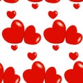 Seamless decorative pattern for Valentine`s day red hearts on white background Royalty Free Stock Photo