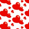 Seamless decorative pattern for Valentine`s day red hearts on white background Royalty Free Stock Photo