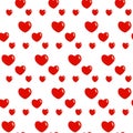 Seamless decorative pattern for Valentine`s day red hearts on white background Royalty Free Stock Photo