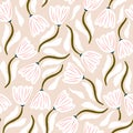 Seamless delicate pattern with hand drawn flowers. Retro Botanical floral texture. Vector illustration