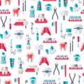 Seamless Dentist Pattern on White Background Royalty Free Stock Photo