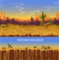 seamless desert landscape. Game cartoon banner Royalty Free Stock Photo
