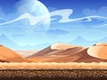 Seamless desert with silhouettes of spaceships