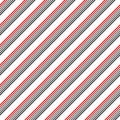 Seamless Diagonal Stripe and Line Pattern. Vector Black and Red Royalty Free Stock Photo