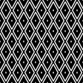 Seamless diamonds pattern. White geometric texture on black background.