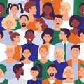 Seamless different people portraits pattern. Men and ladies crowd, social demonstration and creative avatars vector