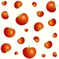 Seamless different sizes tomatoes pattern isolated on light background