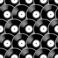 Seamless digital pattern with retro vintage vinyl record vector graphic. Royalty Free Stock Photo