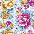 Seamless digital textile flower pattern design
