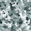 Seamless digital tundra pixel camo texture vector for army textile print