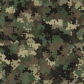 Seamless digital woodland pixel camo texture vector for army textile print