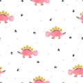 Seamless dinosaurs pattern. Vector cartoon dino background.