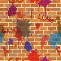 Seamless dirty brick wall, graffiti, paint