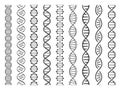 Seamless DNA spiral. Adn helix structure, genomic model and human genetics code pattern vector illustration set