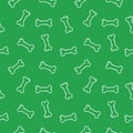 Seamless of dog bone icon isolated on green background. Pattern dog bone icon