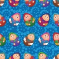 Seamless, dolls and floral pattern Royalty Free Stock Photo