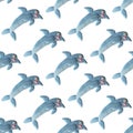 seamless dolphin pattern made of air plasticine Royalty Free Stock Photo