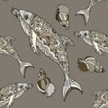 Seamless dolphin pattern Royalty Free Stock Photo