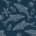 Seamless dolphin pattern Royalty Free Stock Photo