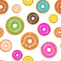 Seamless donut cake set pattern.