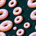 Seamless donut pattern, background, wallpaper, 3d illustration Royalty Free Stock Photo