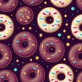 Seamless donut pattern, background, cartoon wallpaper, 3d illustration Royalty Free Stock Photo
