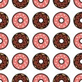 Seamless donut pattern. Donuts background. Vector design elements
