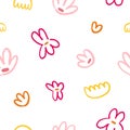 Seamless doodle abstract pattern. Cute simple naive flowers, repeating print. Endless background, printable texture