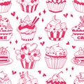 Seamless doodle cake pattern